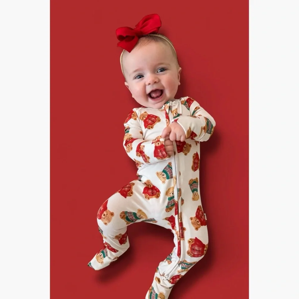 🎄 Dream Big Little Co Bear Christmas Romper 0-3 3-6 6-12 12-18 18-24 months - Picture 2 of 2